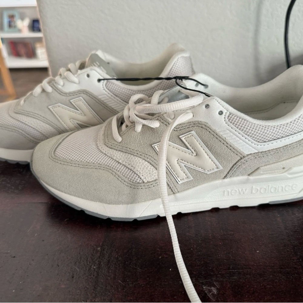 New Balance Cream and Gray Athletic Shoes